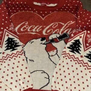 Adult Unisex Iconic Coca-Cola Heart Polar Bear Ugly Christmas Sweater XL